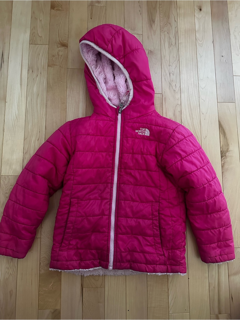 The North Face Girls' Hot Pink Hooded Puffer Jacket